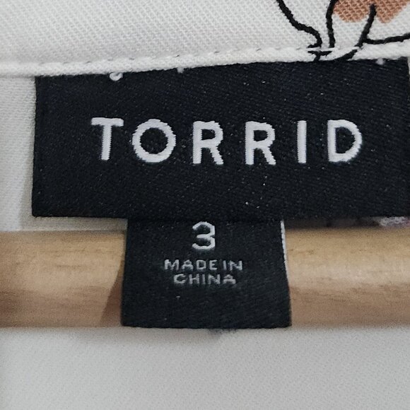 Torrid Plus Size White Corgi Print Stretch Challis Button-Front Shirt Size 3X - Picture 11 of 13